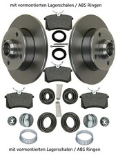 VW Golf 4 Cabrio Scheiben + Beläge + vormontierten Lagerschalen ABS Ringe hinten