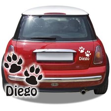 Pfote Auto Aufkleber Hund Autoaufkleber Sticker Name Pfoten  Wunschname A064 