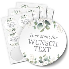 Aufkleber Taufe Kommunion Konfirmation 24 Stück personalisiert Eukalyptus