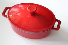 Mini Cocotte Metall, Dessert-, Vorspeisen-, Auflaufform oval rot