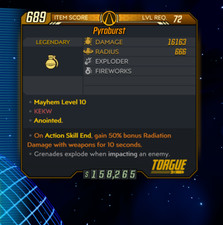 PSN/Xbox/PC Borderlands 3 [LVL 72/M10] Pyroburst (50% Rad DMG) Vault Card 2