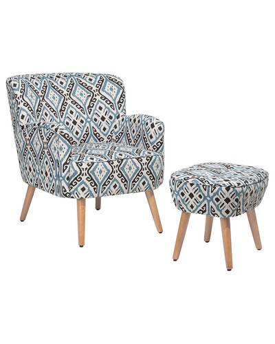 Sessel mit hocker - mit, polsterbezug