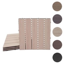 WPC Bodenfliese HWC-E20, Holzoptik Balkon/Terrasse, 3D-Struktur linear geprägt