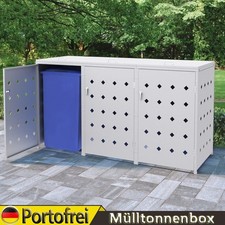 3er Mülltonnenbox Müllbox Edelstahl 240L Mülltonnenverkleidung Gartenbox Silbern