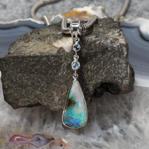 Boulder opal anhänger - boulder, 925er