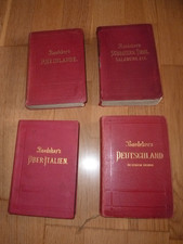 4 Baedeker´s Reiseführer, Rheinlande, Oberitalien, Südbayern, Deutschland 1894