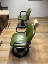 Welonda Barber Stühle – Vintage Friseurstuhl Grün Hydraulik