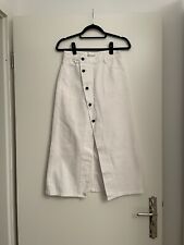 Liviana Conti Midi Jeansrock Mit Knöpfen In Weiß Gr. XS