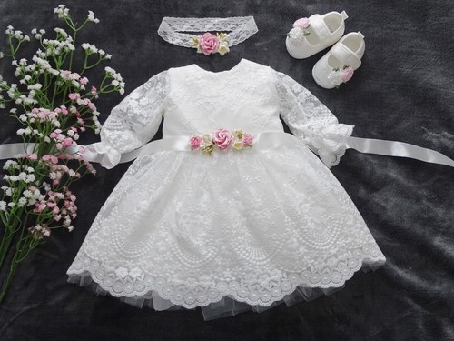 Taufkleid stirnband schuhe - taufkleid, +stirnband