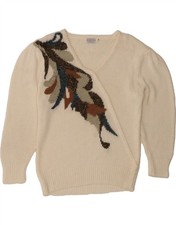 BIAGGINI Damen Pullover Pulli mit V-Ausschnitt EU 38 Medium weiß geblümt CY68