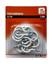 12 Schraubhaken Set 6cm Weiss Haken Rundhaken Hakenschraube Deckenhaken