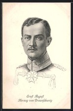 Künstler-AK Ernst August Herzog von Braunschweig in Husarenuniform 