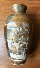 schoene alte japanische Porzellanvase, Satsuma, H 18 cm