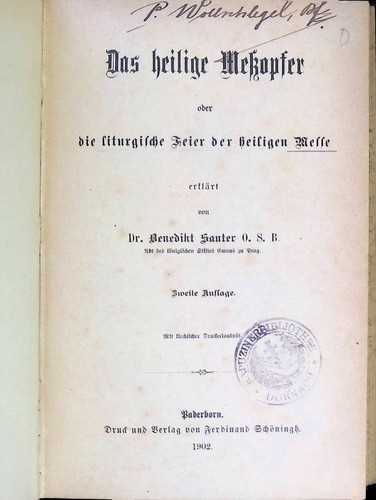 Das heilige meßopfer oder die - das,