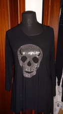 Magna Tunika Zipfel Totenkopf Lagenlook Schwarz Gr 40 Figurschmeichler