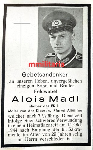 Sterbebild wwii feldwebel - sterbebild,