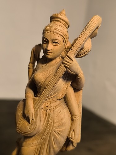 Saraswati holzfigur - holzfigur, –