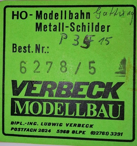 Verbeck dampflok plakette - h0,