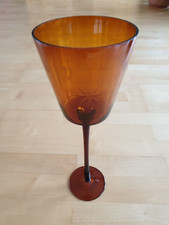 Windlicht Pokal Kerzenhalter braunes Glas 35 cm hoch Kelchglas Kristallglas 