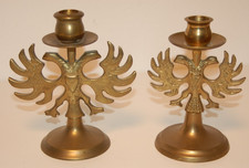 2 Kerzenleuchter Messing Doppeladler , Alt , Sammelstücke , ca 15 cm hoch