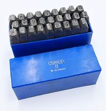 Schlagbuchstaben Turnus 8 Metallbox 27 Teile Schlagstempel Eisen Prägung alt 