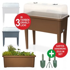 Hochbeet Kunststoff Deckel mit Gartenwerkzeug Set Früh Pflanz Kasten Beet