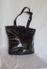 ✅  Stadttasche Einkaufstasche Kunstleder Lack Schwarz, Shopper Retro