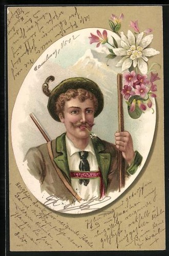 Wanderer tracht mit - in,