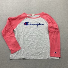 Champion Sweatshirt Pullover Damen S 36 Grau Pink Logo 