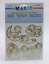 Vintage Herma Magic Glow in the Dark Leucht-Sticker Bogen: Spielende Mäuse / Ovp