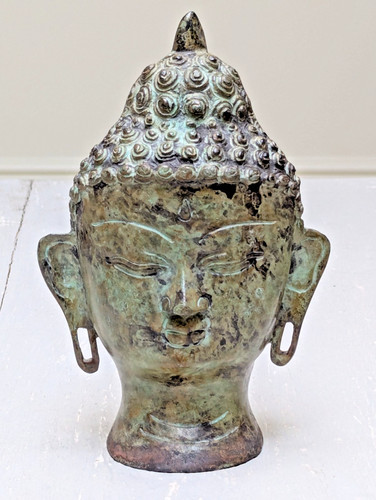 Metall grünspan buddha kopf - metall,