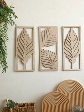 Holz wanddeko set blätter - set,