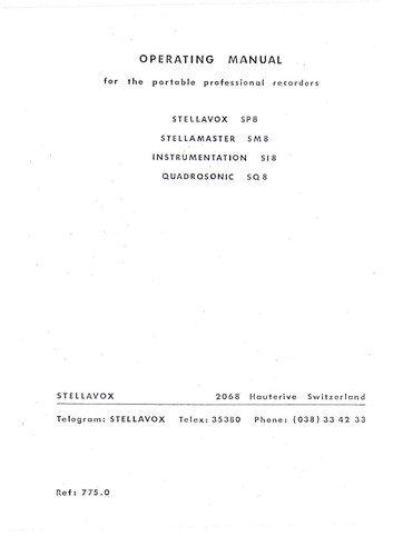 Stellavox operating manual - x,