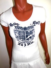 Shirt 36 38 Weiss Tunika Nieten Ziernähte Druck Wikinger Guter Zustand