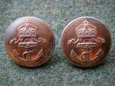 1 Paar kupferfarbene Gefreitenknöpfe Kaiserliche Marine Seebataillon 1-3