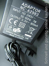 Sanyo Rasierer Netzteil Ladekabel SV-SS10 NC A2983