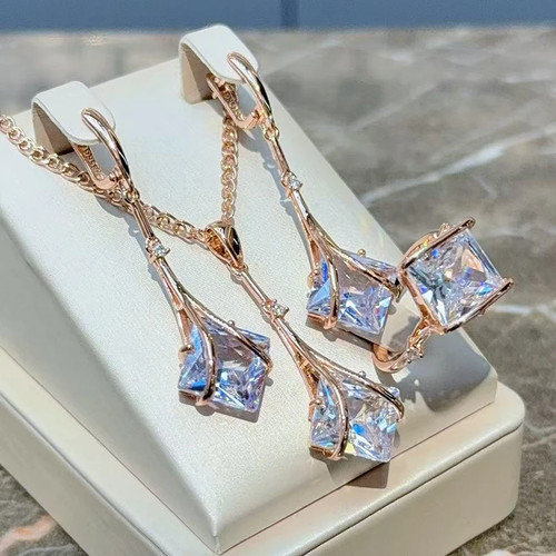 Weißes zirkon schmuckset - weißes,