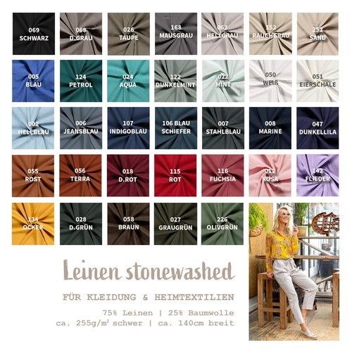 Leinen meterware stonewashed - leinen,