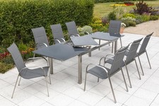 MX Gartenmöbel Lucca Set 9tlg. Terrassenmöbel Edelstahlmöbel Esstischgruppe 