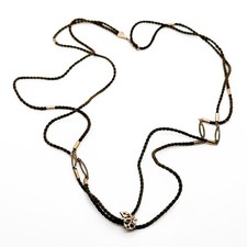 Echt Haarkette + Seemannsgrab Kettenschieber Double vergoldet - Antik Sehr lang