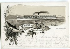 Litho AK Rheinschiff, Seitenrad-Dampfer Friede 1897