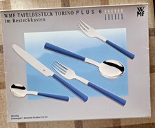 WMF Torino Plus 6 Cromargan dunkelblau 30 teiliges Besteck mit Besteckkasten