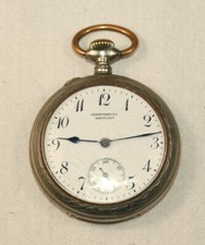 Antike alte Ancre Soigne Taschenuhr 1908 chronometre chemarin ARGENTAN 15 Rubis