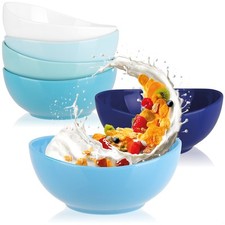 6x Schalen aus Keramik 500ml - Müslischalen weiß und blautöne