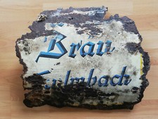 Uraltes Reklameschild, Emailschild Werbung Kulmbacher Bräu