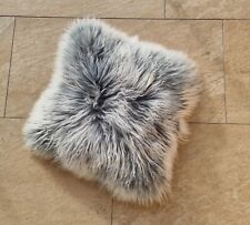 Fell-Kissen, Mongolisches Lamm, Tibet, grau mit hellen Spitzen, ca. 40 x 40