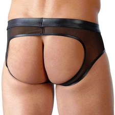 Herren Wetlook Jock Slip S M L XL 2XL Po offen transparent schwarz Svenjoyment