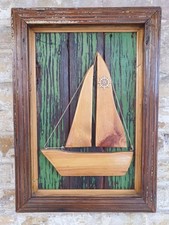 Maritimes Holzbild – Segelboot Wandbild Segelboot Unikat mit vorber. Aufhängung