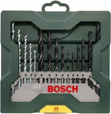 Bosch 15tlg. Mini-X-Line Spiralbohrer Mixed-Set (Holz Stein Metall, 
