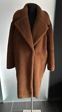 Teddymantel Wolle Knielang Oversized Braun 38- 42 Fake Fur Mantel